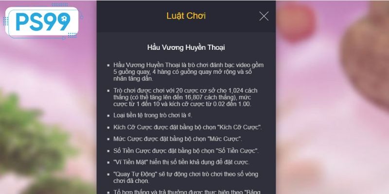 Một vài thông tin cơ bản về luật chơi và tỷ lệ trả thưởng